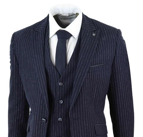 Yves St Laurent Vintage 3 Pc Suit Men’s Blue Pinstripe Wool 